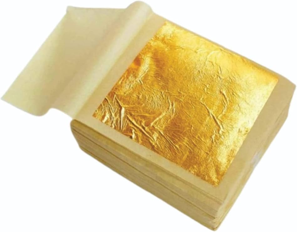 Gold Leaf Company Pure Gold Leaf/Gold Vark/Gold waraq (2.pcs) Sheet 24K Gold Leaf Leaves Foil for Edible FinestSweets,