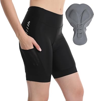 Lo.gas Cycling Shorts Women Padded Bike Shorts Womens with Padding 3D Gel Pad Bicycle Biking Cargo High Waist Ergonomic Black