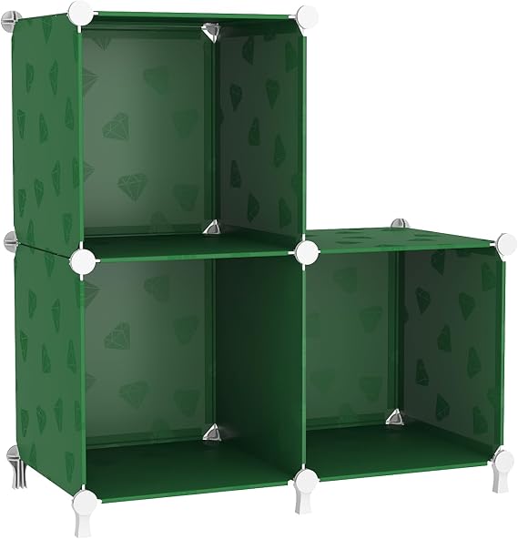 UNKU 3 Cube Storage Organizer, Closet Organizer Storage Shelves,Green | DIY Stackable Bookcase, Clothes Organizer Shelf for Closet, Bedroom, Living Room, Cabinet, Home, Office
