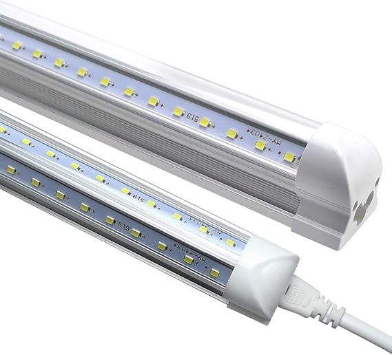 2 Foot V Shape Integrated LED Tube Light Fixture 18W,24" Double Side, Clear Cover 40W Equivalent, T8 Shop Lighting, Cold White 6000K, 2160lm, AC85-277 LED Cooler Door Light Pack of 25