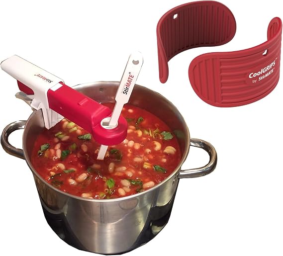 StirMATE Automatic Pot Stirrer + CoolGRIPS Heat-Resistant Grabbers Hands-Free Stirring & Safe Gripping Kitchen Bundle