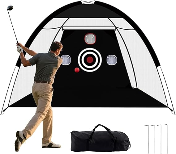 Golf Practice Net 10x7ft for Garden, Golf Hitting Net for Backyard Driving, Chipping Nets and Mat Indoor/Outdoor - GolfNet Simulator for Home, Gift for Men/Dad
