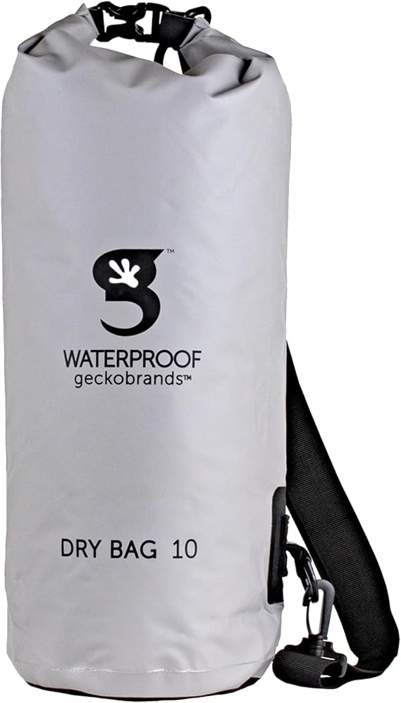 geckobrands Tarpaulin Dry Bag Waterproof PVC Bag with Carabiner for Secure Storage, for Boating, Kayaking, Camping