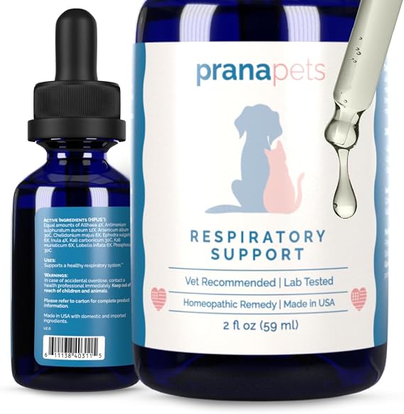 Respiratory Support Supplement for Dogs &amp; Cats | Naturally Promotes Optimal Respiratory Function in Pets | Safely aids with Symptoms of Seasonal Allergies | by Prana Pets