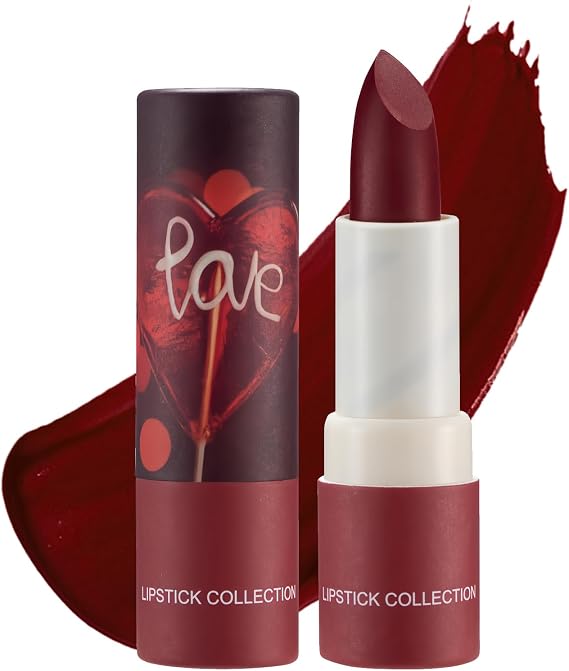 Burgundy Dark Red Lipstick Long Lasting, Waterproof Non-stick Matte | Highly pigmented smooth color. Velvet non-drying lip stain. Great for women daily.