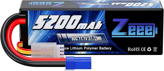 Zeee 3S 5200mAh Lipo Battery 11.1V 80C with EC5 Connector Hard Case Battery for RC Car RC Truck Boat Helicopter Airplane Racing Hobby Models