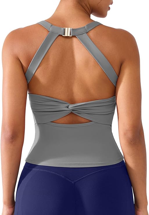 BRXL Halter Top for Women Built in Bra Workout Tank Longline Sports Bras