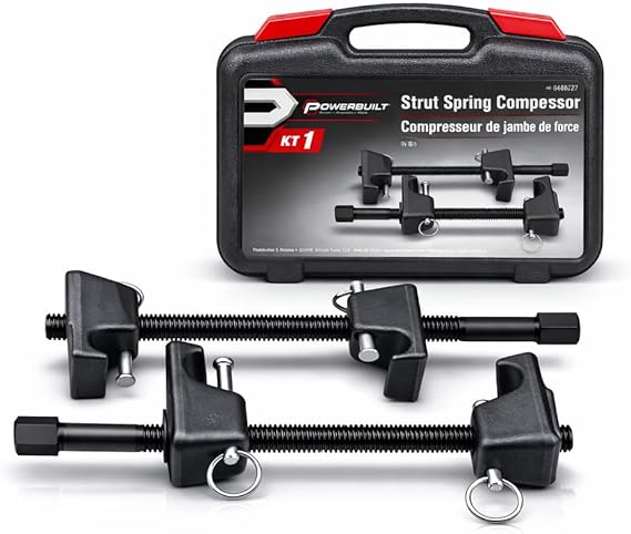 Powerbuilt Strut Spring Compressor Kit, Remove and Install Coil Springs, Tighten Compressor, Car Repair, 2 Piece, Storage Case 648627
