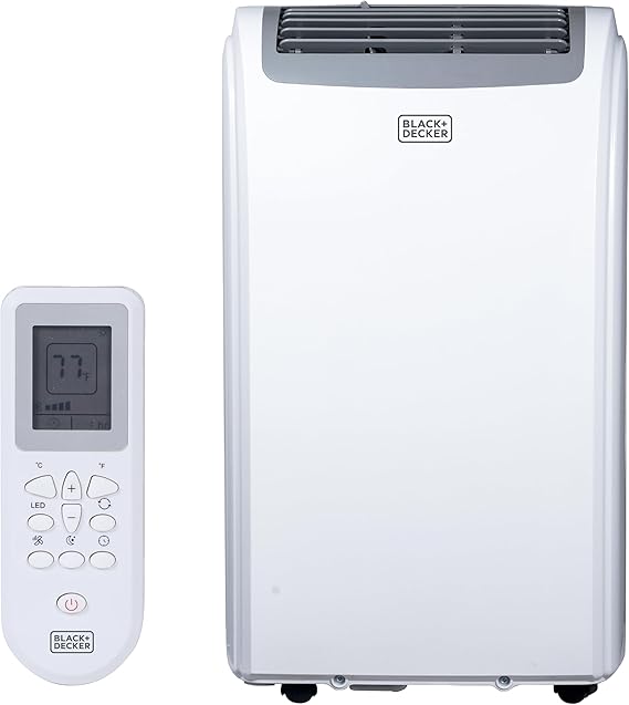BLACK+DECKER 14,000 BTU Portable Air Conditioner with 11,000 BTU Heating, 4-in-1 AC, Heater, Dehumidifier and Fan, Portable AC Unit with Remote Control, Window Kit Included, White, BPP10HWTB | 10,000 BTU DOE with 10,000 BTU Heating, For Up To 700 Sq. Ft., 4-in-1 Portable AC, Fan and Dehum, Remote Control