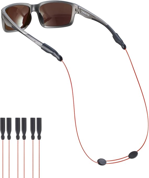 Sunglasses Strap -No Tail Adjustable Glasses & Eyeglasses Strap, Eye Glasses Holders Around Neck, Lanyard for Men Women -Eyewear Retainer String, Chain (3pcs Red 20in)