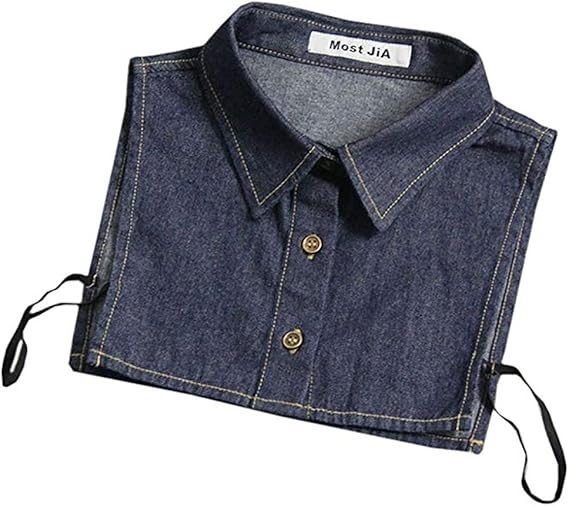 Unisex Stylish Detachable Half Shirt Blouse False Collar Blue Denim Fake Collar