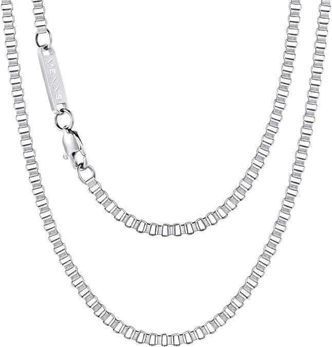 VEXXS Box Chain Necklace, 18K Real Gold Plated Venice Box Chain, Durable No Color Fading Gold Chain 2mm Rolo Chain Necklace Chain for Men Women