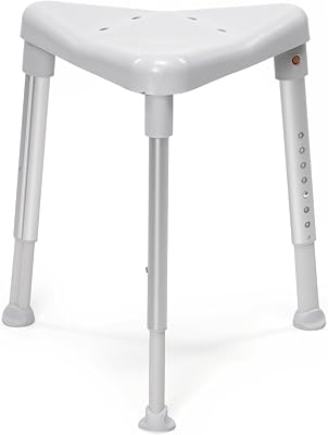 Etac Edge Triangular Shower Stool Height Adjustable Shower Chair, Non-Slip Surface with Drainage Holes, Compact Bath Chair & Tool-Free Assembly for Stability and Comfort in Small Spaces & Bathroom