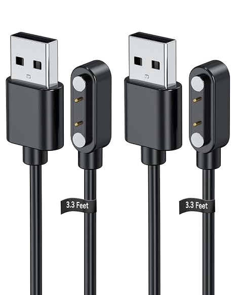 2 Pack Universal Smart Watch Charger Magnetic,Cable Contact 2 pin spacing 7.6mm,High Speed Safe Replacement USB Charger Cord,Portable Durable Travel Charger