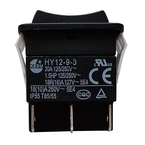 HY12-9 Series Rocker Switch Push Button Switches for Household Electrical Appliances and Similar Device,125/250V 20A HY12-9-3 (HY12-9-3)