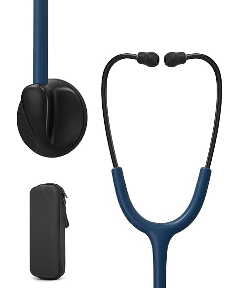 Stethoscope for Nurses, Doctors and Nursing School Students, for Home Diagnostics Medical Supplies with Accessories (Navy Blue Tube, with EVA Case)