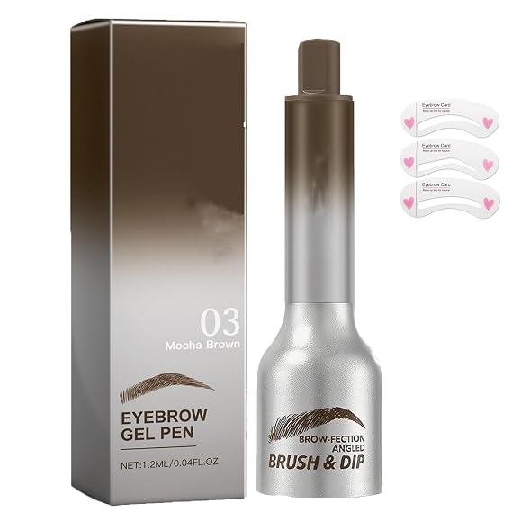 Liftique Brow Brush,Liquid Eyebrow Brush,Brow-Fection Angled Brush & Dip Liquid Eyebrow Gel, Long Lasting Waterproof Eyebrow Pencils,Multi-Purpose Non-Smudged Eyebrow Pen (Dark Brown)