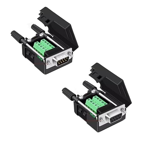 1Male+1Female DB9 Solderless Connector with Case Long Bolts Tail Pipe