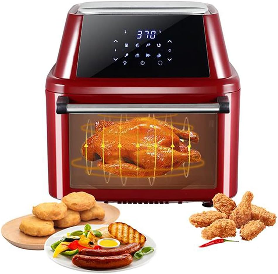 ZOKOP Air Fryer, 16.91 Quart 16 Liter Electric Hot Air Fryers Oven Oilless Cooker with LCD Digital Screen and a Fry Pan, ETLUL Certified, 1800W Claret-Red
