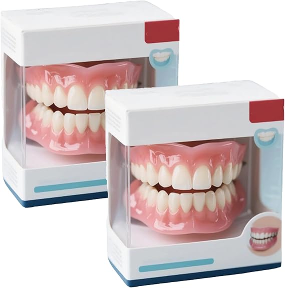 Dentures, Shaping Silicone Denture Set, Full Denture Set, Silicone Reline Denture Set for Women, Soft and Comfortable (2pcs)