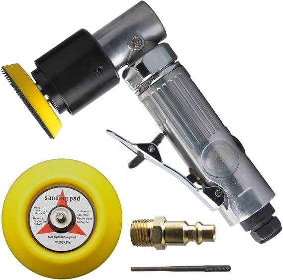 PROSHI 2" and 3" angle orbital sander, 3-inches random orbital air sander, pneumatic sander for auto sanding tools, dual-action polisher, angle head for tight work areas