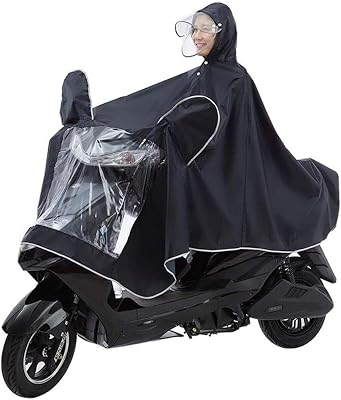 Motorbike Waterproof Poncho for Electric Mobility Scooter and Motorcycle - Large Anti-Fog Rain Cape with Mirror Slots - Single Person Rain Cover