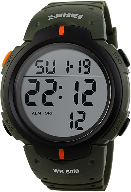 SKMEI Digital Watch PU Band Waterproof LED Multifunctional Student Outdoor Sport Electronic Wristwatch (Green)