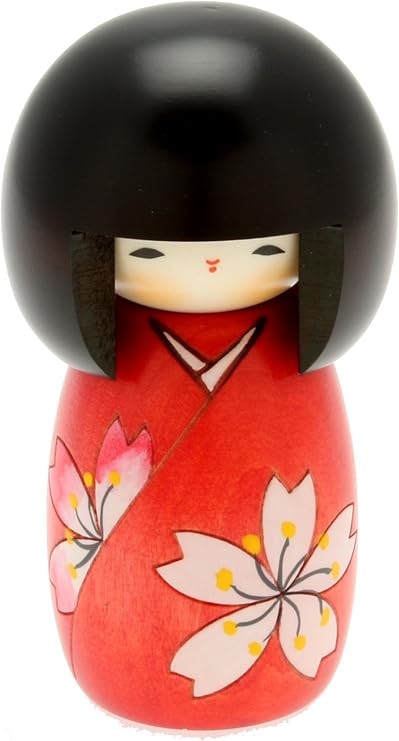 Usaburo Japanese Kokeshi Doll, Asuka's Red Kimono