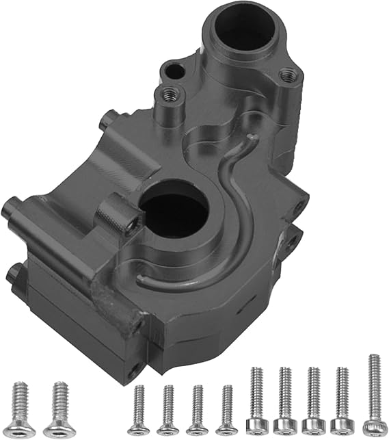 Auminum Alloy Rear Gear Box Gearbox Housing Compatible with 1/18 Mini-T 2.0 2WD Stadium RC Truck Upgrade Parts (Black)