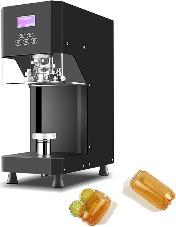 Electric Can Sealing Machine 370W Can Seamer Can Sealer With Lcd Panel, 55Mm Caliber Tin Can Sealer Bottle Can Capping Height Adjustable (Color : Black, Size : 110V)