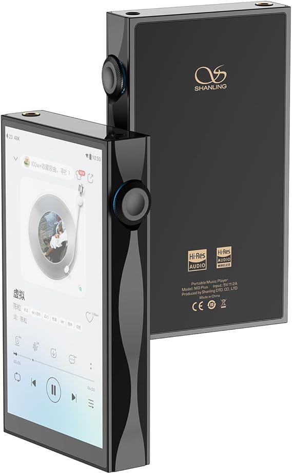 SHANLING M3 Plus HiFi Music Player, Android13 Portable Digital Audio Player USB DAC AMP Hi-Res Audio MP3/MP4 Player,DSD512 PCM768 Digital Audio Player,Snapdragon 665 4GB+64GB,4X CS43198 DAC (Black)