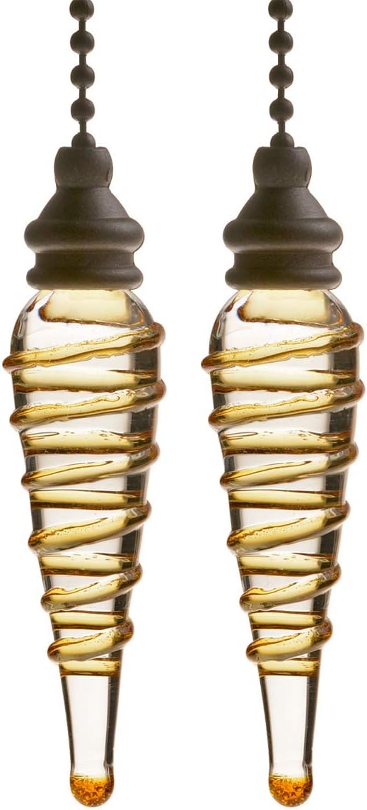 Saim Ceiling Fan Pull Chains Ornaments Set, Extension 12 Inch Light Pull Chains Bronze with Spiral Pendant, Pack of 2