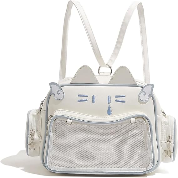 Kawaii Ita Bag Backpack Cute Cat Shoulder Crossbody Bags Multi-Purpose Pin Display with Insert