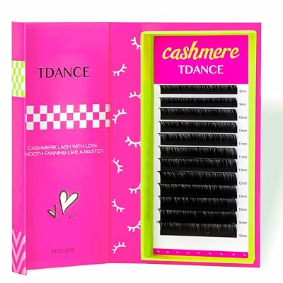 TDANCE Cashmere Lash Extensions Super Matte Black Volume Lash Extension C CC D DD B J L Curl 0.03-0.2mm Thickness Classic Lash Extensions Eyelash Extensions Professional Salon Use0.03-DD,8-15mm