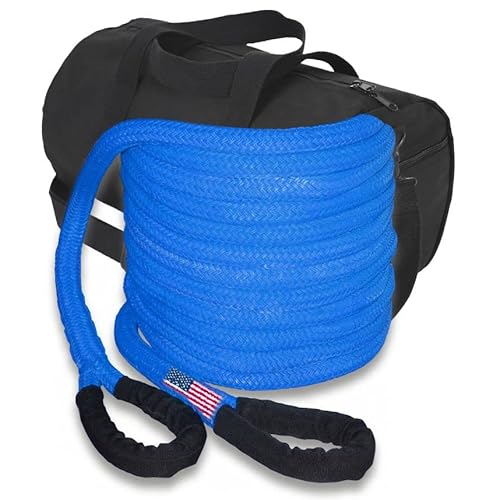 4x4 Recovery U.S. Made PolyGuard Coated Kinetic Recovery Snatch Rope - 1 inch X 30 ft with Heavy-Duty Carry Bag