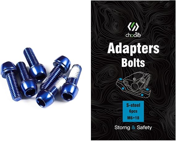 CNC MTB Caliper Bolts,Bike disc Brake Caliper Bolts M6x18mm Steel Alloy,6 Pieces(Red/Orange/Green/Blue/Rainbow)