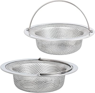 Kitchen Sink Strainer Basket Catcher with Upgrade Fast Flow Design, Qtimal 2 Pack Anti-Clogging Stainless Steel Drain Filter with Handle for Most Kitchen Drains, Rust Free and Dishwasher Safe