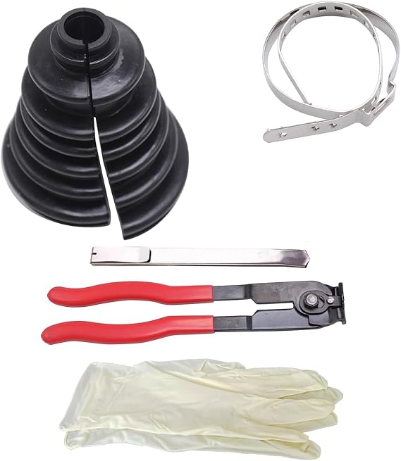 Universal Split CV Joint Boot Kit Universal CV Boot Kit Split Joint Gaiter Stretchable Replacement Including Fitting Pliers Compatible for Shafts 19-35MM and CV Joints 56-110MM
