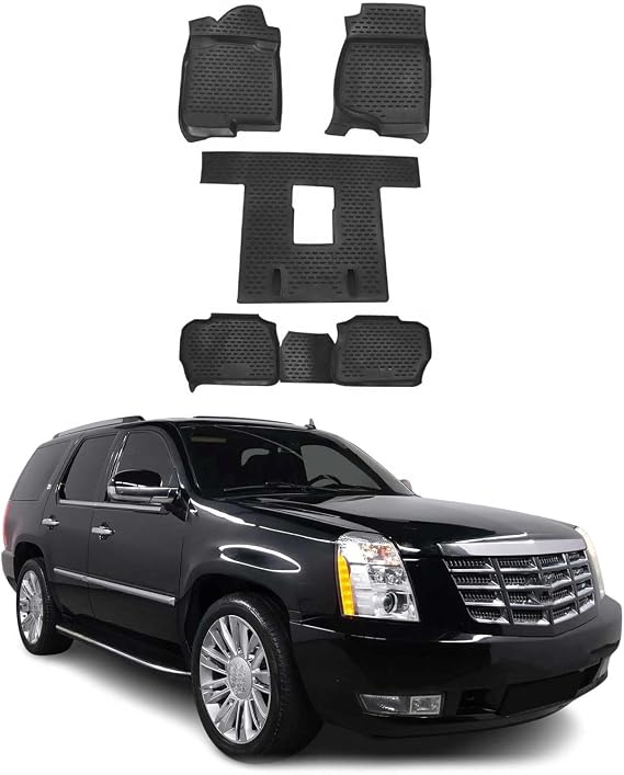 OMAC Floor Mats Liner for Cadillac Escalade ESV 2007-2014 Black All-Weather 5X