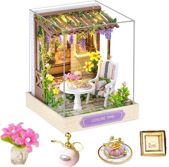 DIY Miniature House Dollhouse Kit Leisure Time House Kit Tiny House Insert Decor Booknook Model Build Gift Kit