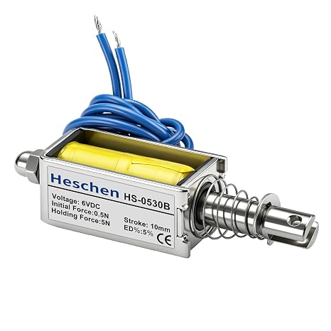 Heschen DC6V 3.4A DC Solenoid Electromagnet, 10mm Stroke, HS-0530B