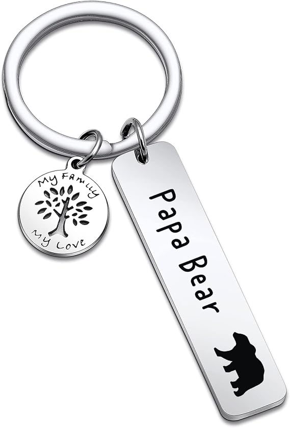 Papa Bear Keychain Bear Lover Gift Papa Jewelry Dad Keychain Bear Keyring