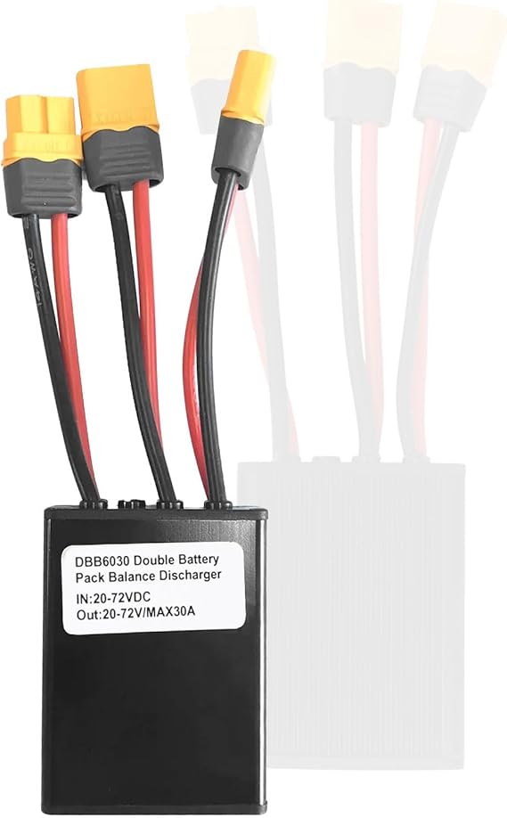 JOJOCY Dual Battery Connector 20V-72V, E-Bike Parallel Module Adapter, XT60 Port Design for Dual Battery Pack Switch Balancer, Increase Capacity by Connecting Two Batteries (30A)