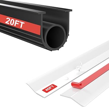 20FT & 40FT Garage Door Seal Kit - Bottom, Top and Sides Weather Stripping Replacement to Block Rodents Drafts Rain Dust | Easy DIY Installation for Home & Commercial