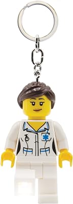 LEGO City Large 3 Inch Tall Figure Keychain Light - Nurse KE186H, Bag charm with LED light