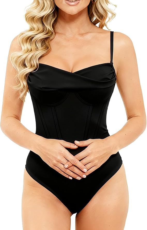 Corset Bodysuit for Women Boned Tummy Control Body Suits Trendy Going Out Tops