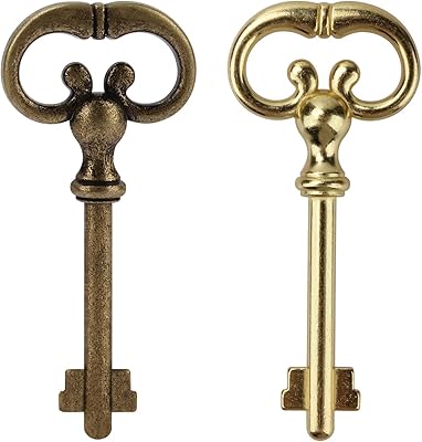 Roll top Desk Lock Key KY-8 D-1902 Antique Table Key Master Key Brass-Plated Lock Key Desk Skeleton Key Bronze & Brass 2 pcs