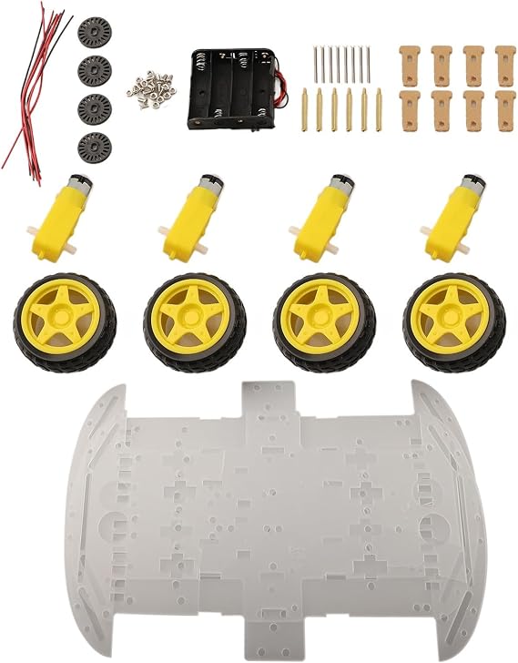 for Smart Car Chassis Kit for Arduino, 4WD Robotic Platform with 4 Encoders and Gear Motors 1:48, ABS+Metal Construction for DIY Automation