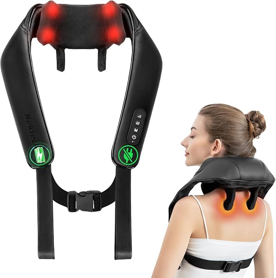Nekteck 6D Neck Massager with Heat, Shiatsu Neck Massager for Pain Relief
