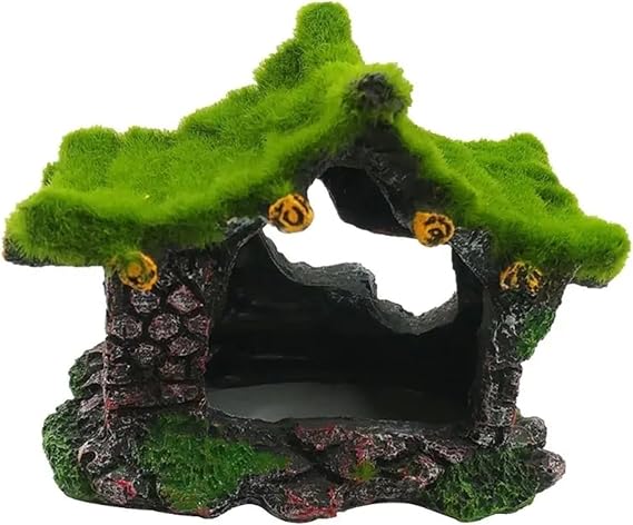 Aquarium Resin Decoration Moss Plants Theme Hideout Betta Cave Fishtank Accessories